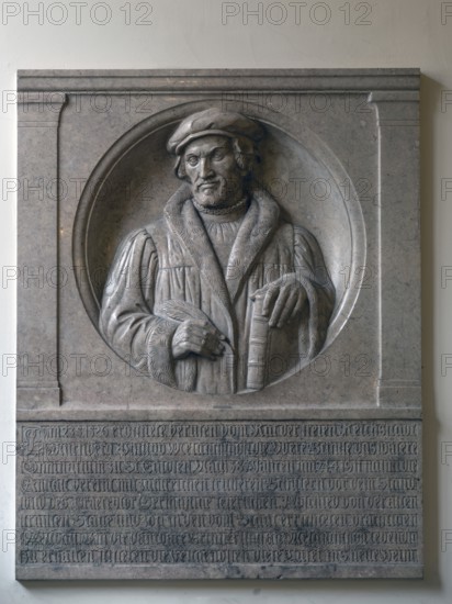 Relief by Philipp Melanchton, Melanchton Gynasium, Nuremberg, Middle Franconia, Bavaria, Germany