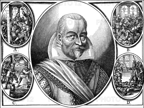Killing of Albrecht von Wallenstein, 1583 - 1634, commander of the imperial forces in the Thirty Years' War