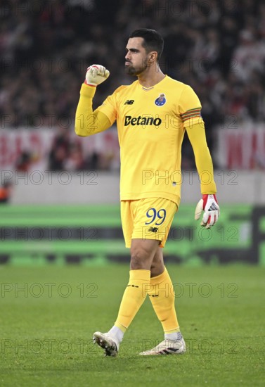 Goal celebration goalkeeper Diogo Costa FC Porto (99) Action Football Europa League, MHPArena, MHP Arena Stuttgart, Baden-Württemberg, Germany