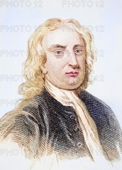 Sir Isaac Newton, 1642-1727, English physicist and mathematician, Illustration from Old England's Worthies, published around 1880, Historical, digitally restored reproduction from a 19th century original, Record date not stated