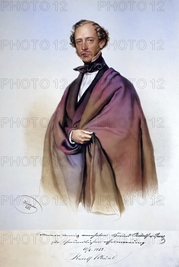 Rudolf Khünl (1820-1890), zither virtuoso, composer, Historical, digitally restored reproduction from a 19th century original, Record date not stated