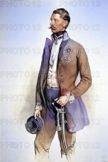 Franz Freiherr von Cordon (born 1796 in Vienna, died 15 January 1869 in Vienna) was an Austrian field marshal lieutenant and politician, Historical, digitally restored reproduction from a 19th century original, Record date not stated