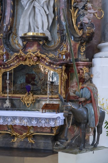 Palmesel in the Basilica of St Alexander and St Theodor, Sebastian-Kneipp-Straße 1, Ottobeuren, Unterallgäu, Bavaria, Germany