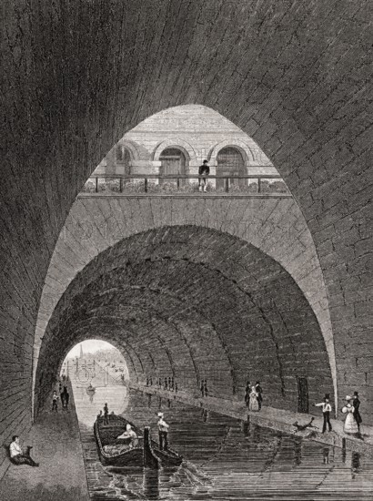 The Canal de l'Ourcq, Paris, antique steel engraved print, 1831