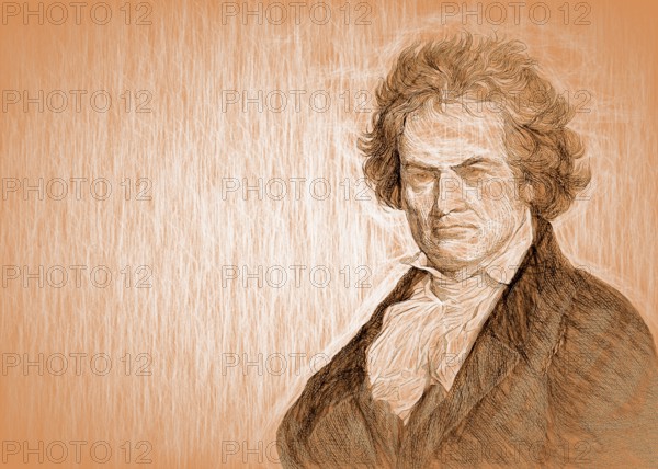 Ludwig van Beethoven, 1770 -1827, German composer, digitally altered