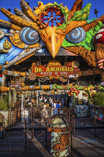 Virtual reality adventure ride, Dr Archibald-Master of Time, amusement ride and ghost train, Oktoberfest, Festwiese, Theresienwiese, Munich, Upper Bavaria, Bavaria, Germany