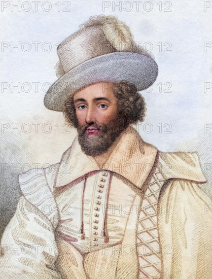 Henry Carey 1st Viscount Falkland 1575, 1633 English coloniser and military officer, Henry Carey 1st Viscount Falkland 1575, 1633 English coloniser and military officer From the book A catalogue of Royal and Noble Authors Volume V published 1806, Historic, digitally restored reproduction from a 19th century original, Record date not stated