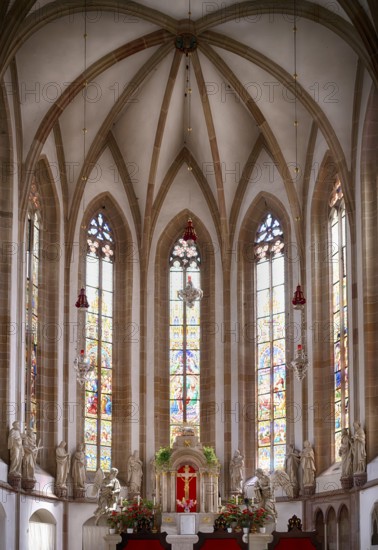 Interior view, choir, high altar, parish church, parish church of St Nicholas, Merano, Merano, South Tyrol, Autonomous Province of Bolzano, Italy