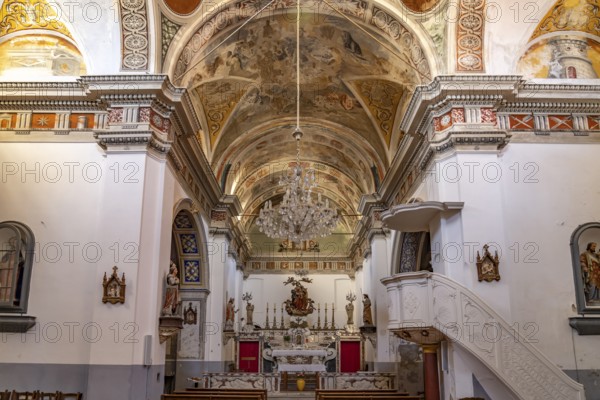 Interior of the Sainte Marie de l'Assomption church in the village of Cateri in Balagne near Calvi, Corsica, France