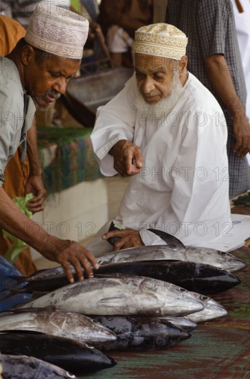 Muscat, Oman. May 26th 2014 Buying and selling inside Muscat Fish Market, Oman