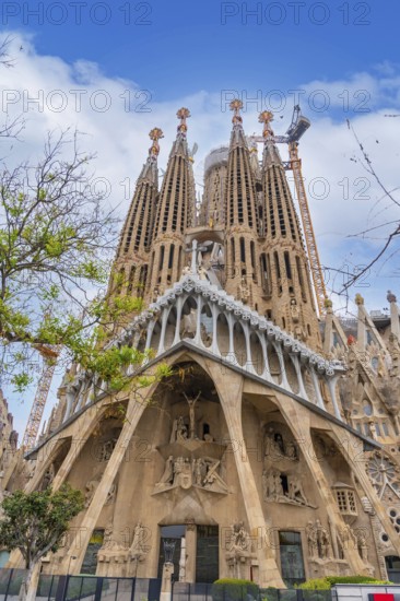 One of the beautiful doors of the Sagrada Familia Basilica in Barcelona, Spain