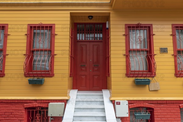Istanbul, Turkey. September 21st 2021 Beautiful colourful architecture in the trendy neighbourhood of Kuzguncuk on the Asian side of the Bosporus, Istanbul, Turkey