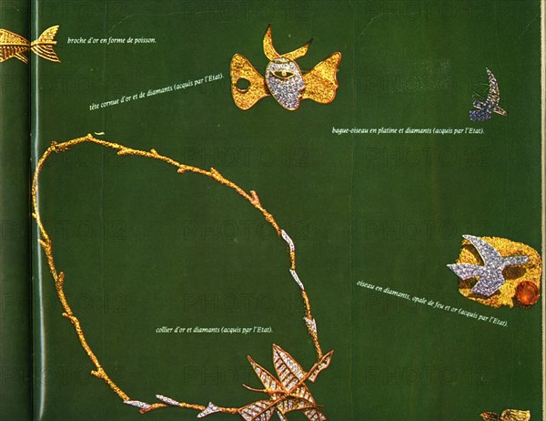 Paris Match n°729 du 30 mars 1963 (double page présentant les bijoux de Braque acquis par l'Etat français)