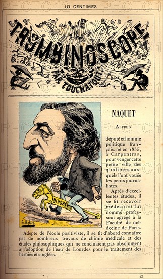 Caricature d'Alfred Naquet, in : "Le Trombinoscope"