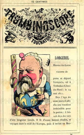 Caricature of Vicount of Lorgeril, in : "Le Trombinoscope"