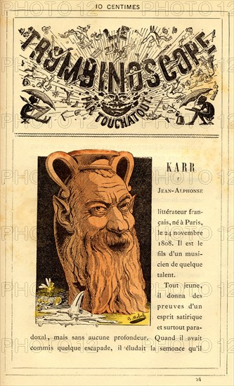 Caricature de Jean-Alphonse Karr, in : "Le Trombinoscope"