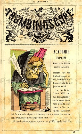 Caricature sur l'Académie française, in : "Le Trombinoscope"