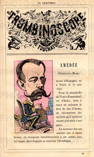 Caricature of Ferdinand-Marie Amédée, in : "Le Trombinoscope"