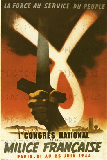 Propaganda poster for the 1st National congress of the French militia