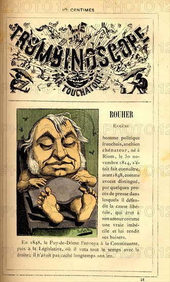 Caricature of Eugène Rouher, in : "Le Trombinoscope"