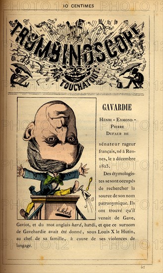 Caricature of Gavardie, in : "Le Trombinoscope"