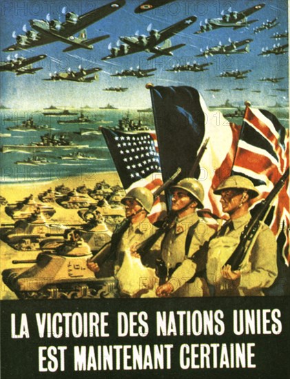 Poster printed in Algiers announcing: "The victory of the united nations is now certain"