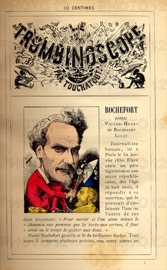 Caricature of Comte de Rochefort, in : "Le Trombinoscope"