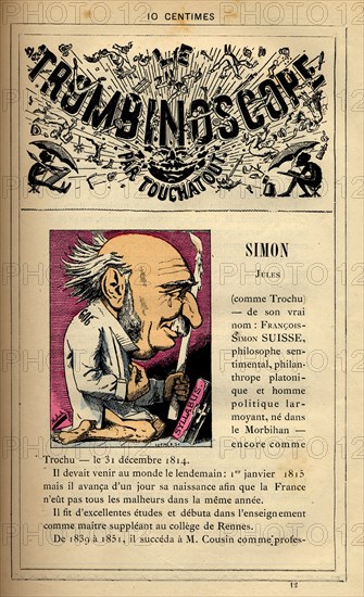 Caricature of Jules Simon, in : "Le Trombinoscope"