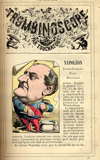 Caricature du Prince Napoléon, in : "Le Trombinoscope"