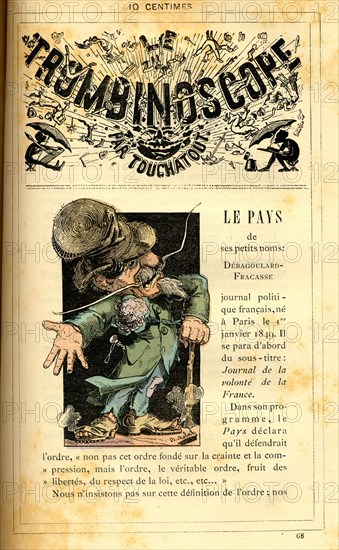 Caricature sur le journal "Le pays", in : "Le Trombinoscope"
