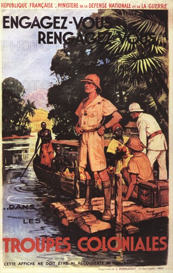 Affiche de Maurice Toussaint, de propagande appelant à s'engager dans les troupes coloniales