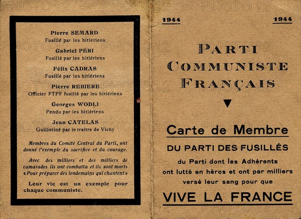 Carte de membre du parti communiste français