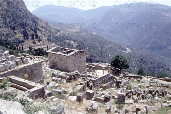 The Delphi Sanctuary: view over the Athenian Treasury