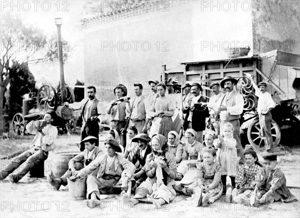 Harvest in the South of France: Grain threshing