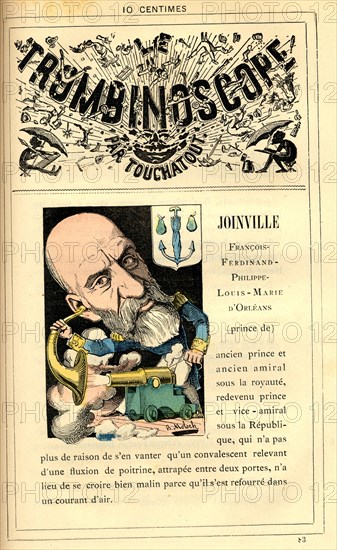 Caricature of the  Prince de Joinville, in : "Le Trombinoscope"