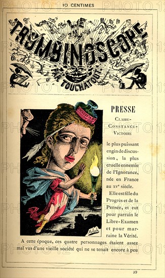 Caricature sur la presse, in : "Le Trombinoscope"