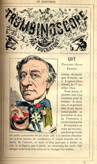 Caricature d'Edmond Got, in : "Le Trombinoscope"