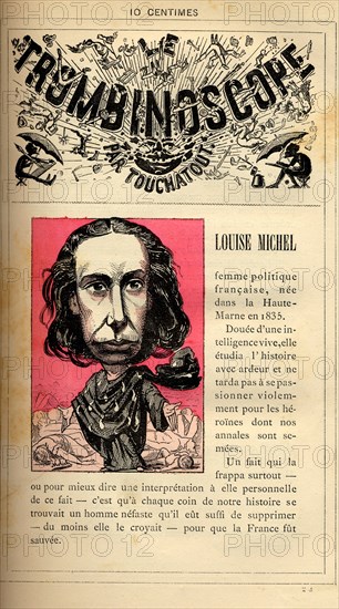 Caricature of Louise Michel, in : "Le Trombinoscope"