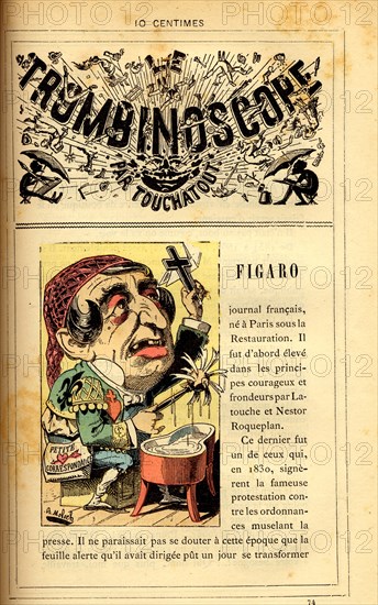 Caricature sur le journal "Le Figaro", in : "Le Trombinoscope"