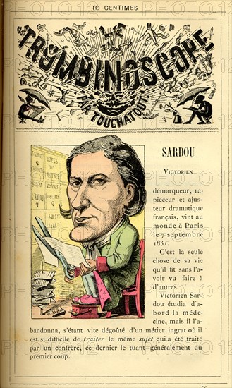 Caricature de Victorien Sardou, in : "Le Trombinoscope"
