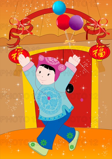 Kids celebrating Spring Festival