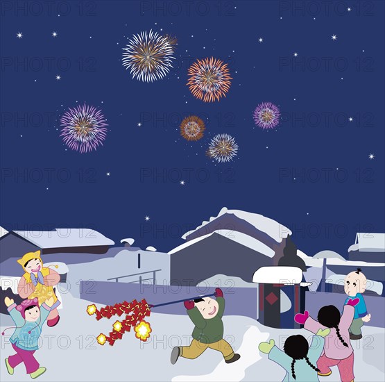 Kids setting fireworks