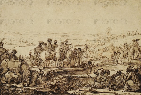 Berthélémy, Bonaparte visiting the fountains of Moïse in the Sinaï