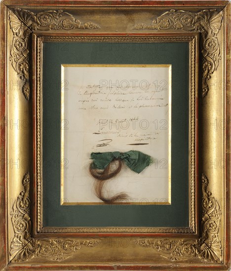 Mèche de cheveux de l'impératrice Joséphine recueillie le jour de sa mort (mai 1814)