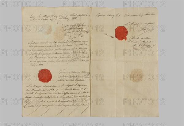 Authentic copy of the Exemption having authorized the celebration of the marriage of Napoleon I and Marie- Louise of Austria without banns