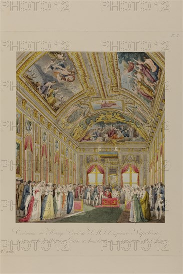 Cérémonie du mariage civil de Napoléon 1er et Marie-Louise d'Autriche dans la Galerie de Saint-Cloud (1er avril 1810)