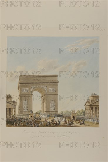 Entrée dans Paris de Napoléon 1er et Marie-Louise d'Autriche  le jour de la cérémonie de leur mariage (2 avril 1810)