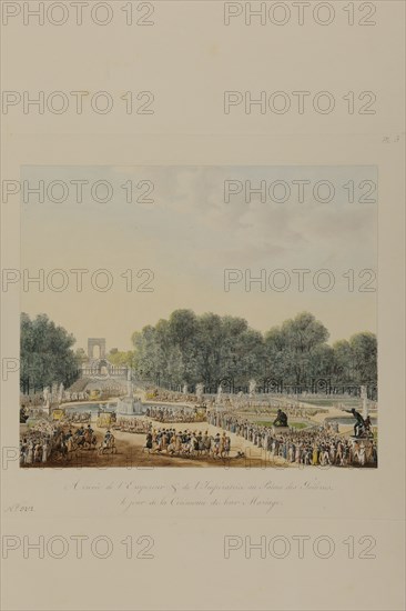 Arrivée de Napoléon 1er et Marie-Louise d'Autriche au Palais des Tuileries le jour de la cérémonie de leur mariage (2 avril 1810)