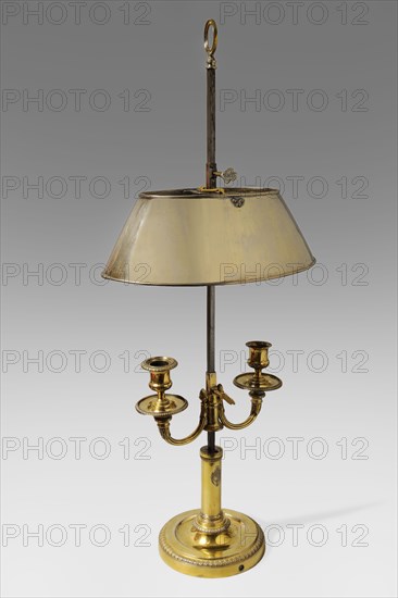 French silver-gilt library lamp