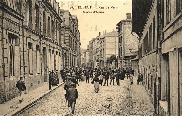 ELBEUF, Workers leaving a factory